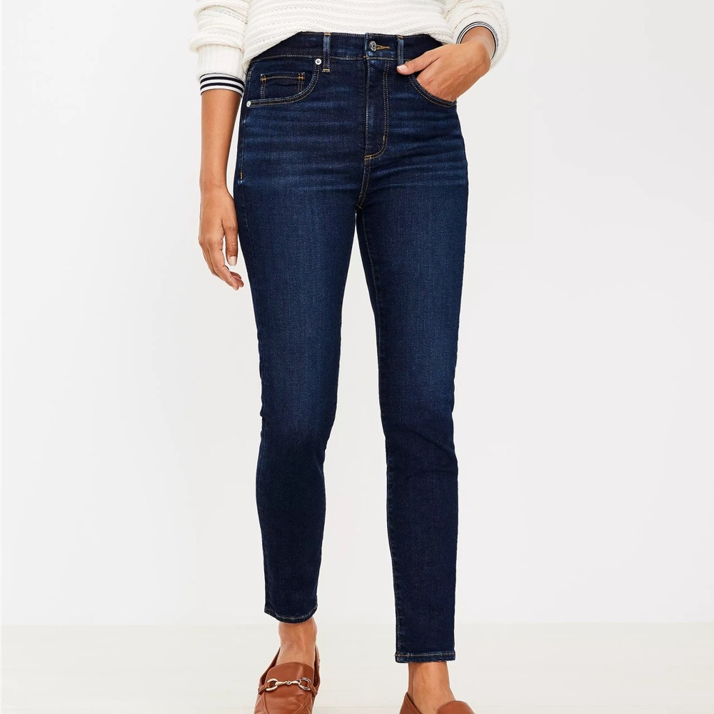 LOFT Blue Skinny Jeans with Stretch and Mid-Rise Fit